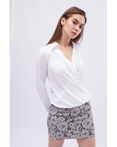 Элегантная белая блузка с декольте 32559, Цвет: Белый, Размер: XS, изображение 4