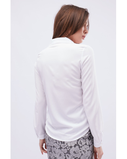 Элегантная белая блузка с декольте 32559, Цвет: Белый, Размер: XS, изображение 5