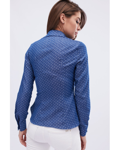 Синя жіноча блуза приталеного силуету 32565, Колір: Синій, Розмір: XS, зображення 5