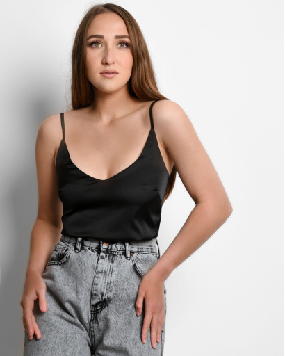 Шелковая блуза черного цвета 53854, Цвет: Черный, Размер: XS, изображение 2