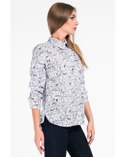 Женская белая рубашка в полоску 34049, Цвет: Белый, Размер: XS, изображение 2