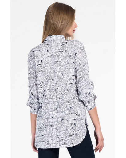 Женская белая рубашка в полоску 34049, Цвет: Белый, Размер: XS, изображение 3