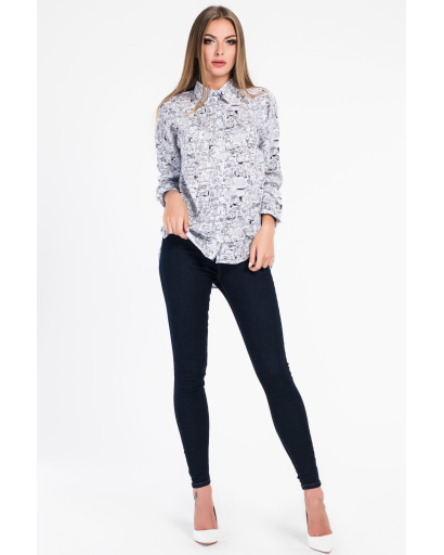 Женская белая рубашка в полоску 34049, Цвет: Белый, Размер: XS, изображение 4