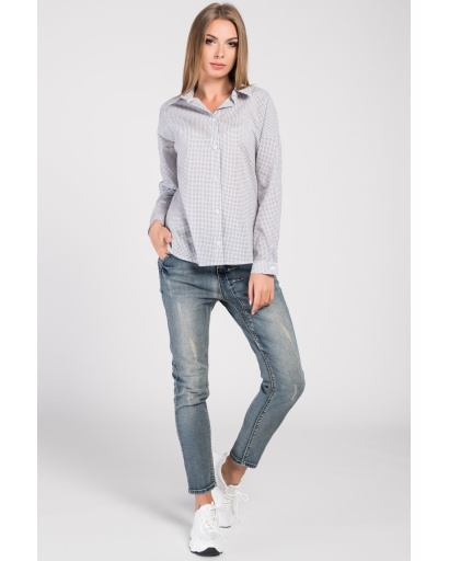 Жіноча сіра сорочка в смужку 34050, Колір: Сірий, Розмір: S, зображення 5