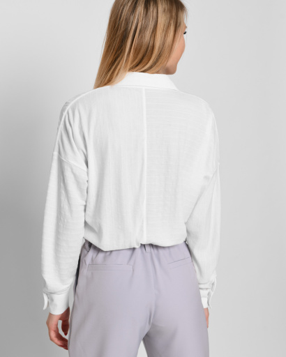 Полосатая белая рубашка с удлиненной спинкой 35114, Цвет: Белый, Размер: XS, изображение 4