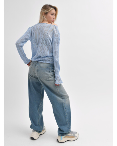 Прозорий жіночий пуловер блакитного кольору 55971, Колір: Блакитний, Розмір: ONE SIZE, зображення 7