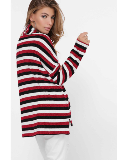 Бордовий светр у смужку 34680, Колір: Бордовий, Розмір: XS, зображення 4