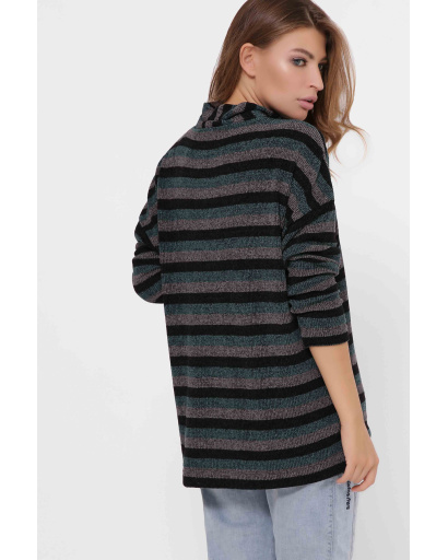 Изумрудный свитер в полоску 34681, Цвет: Смарагдовий, Размер: S, изображение 4