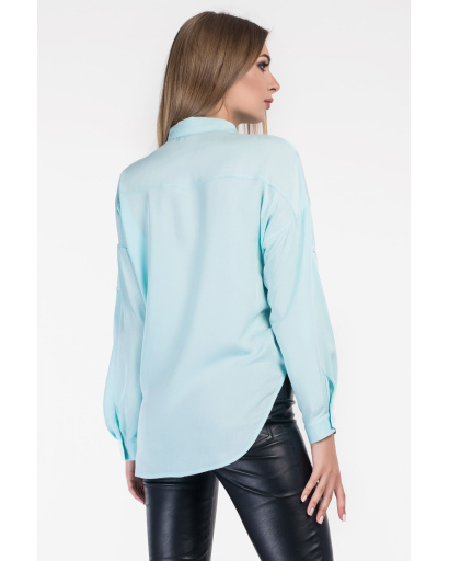 Женская стильная рубашка оверсайз 34089, Цвет: Голубой, Размер: S, изображение 2