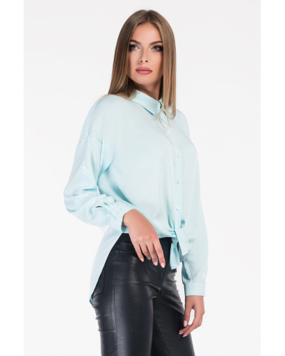 Женская стильная рубашка оверсайз 34089, Цвет: Голубой, Размер: S, изображение 3