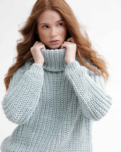 Однотонний м`ятний светр oversize 55753, Колір: М'ята, Розмір: ONE SIZE, зображення 5