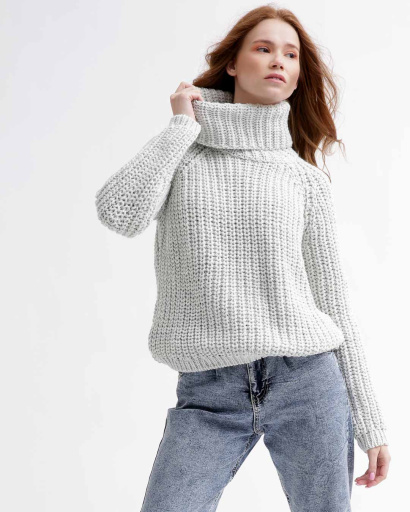 Однотонний сірий в'язаний светр oversize 55754, Колір: Сірий, Розмір: ONE SIZE, зображення 2