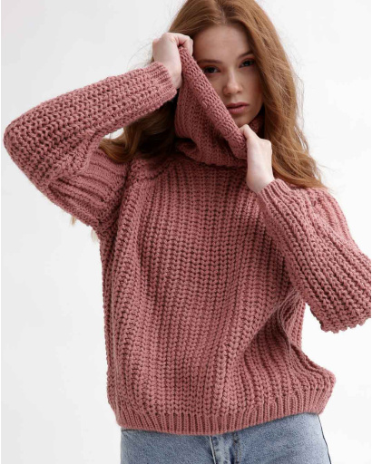 Однотонный розовый вязаный свитер oversize 55755, Цвет: Розовый, Размер: ONE SIZE, изображение 6