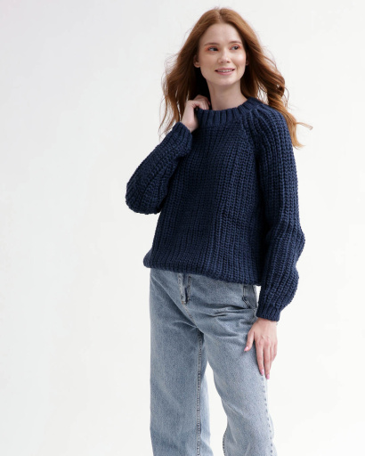 Жіночий синій светр 55757, Колір: Темно-синій, Розмір: ONE SIZE, зображення 3