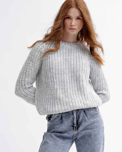 Жіночий сірий светр 55758, Колір: Сірий, Розмір: ONE SIZE, зображення 2