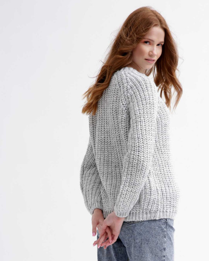 Жіночий сірий светр 55758, Колір: Сірий, Розмір: ONE SIZE, зображення 5