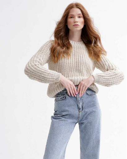 Жіночий бежевий светр 55759, Колір: Бежевий, Розмір: ONE SIZE, зображення 3