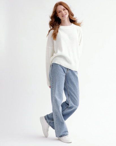 Легкий белый свитер фактурной вязки 55761, Цвет: Белый, Размер: ONE SIZE, изображение 6