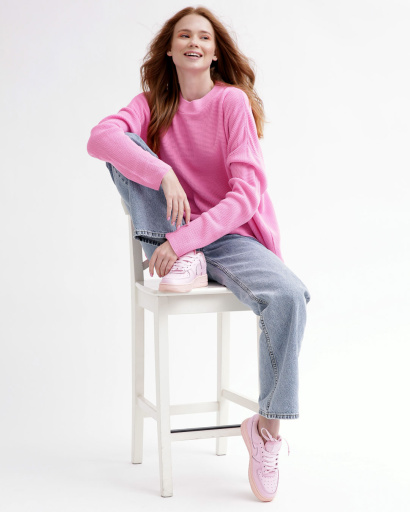 Легкий рожевий светр фактурної вʼязки 55763, Колір: Рожевий, Розмір: ONE SIZE, зображення 8