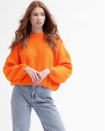 Женский оранжевый свитер Oversize 55764, Цвет: Оранжевый, Размер: ONE SIZE, изображение 2