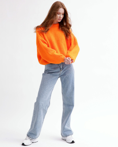 Женский оранжевый свитер Oversize 55764, Цвет: Оранжевый, Размер: ONE SIZE, изображение 3