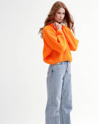 Женский оранжевый свитер Oversize 55764, Цвет: Оранжевый, Размер: ONE SIZE, изображение 4