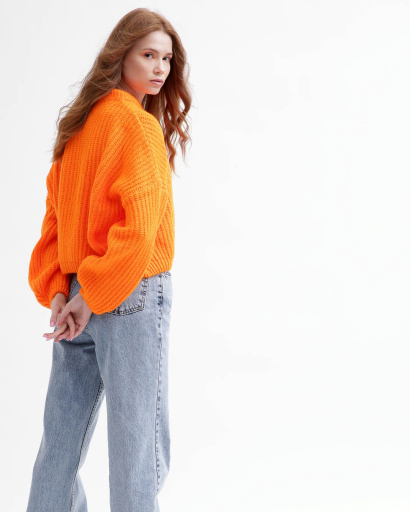 Женский оранжевый свитер Oversize 55764, Цвет: Оранжевый, Размер: ONE SIZE, изображение 5
