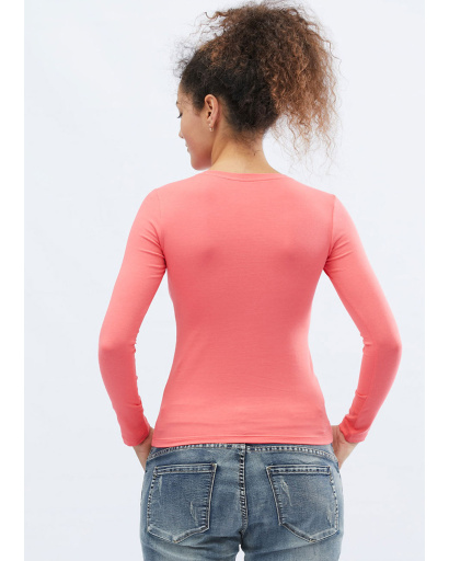 Женский коралловый лонгслив 32071, Цвет: Корал, Размер: XS, изображение 3