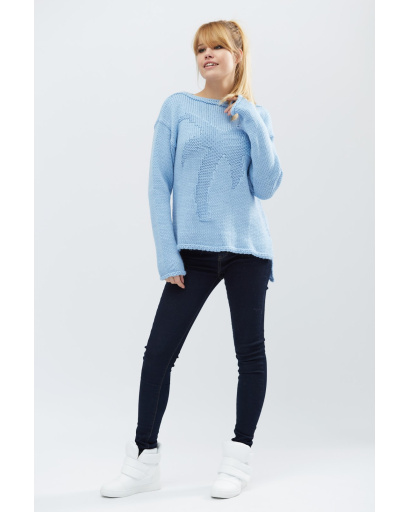 В'язаний светр "Пальма" 27605, Колір: Блакитний, Розмір: ONE SIZE, зображення 2