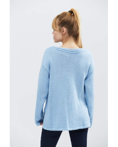 В'язаний светр "Пальма" 27605, Колір: Блакитний, Розмір: ONE SIZE, зображення 3