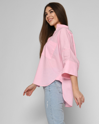 Жіноча рожева сорочка вільного силуету 50839, Колір: Рожевий, Розмір: XS, зображення 3