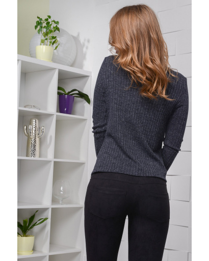 Синий базовый лонгслив 28480, Цвет: Синий, Размер: L, изображение 3