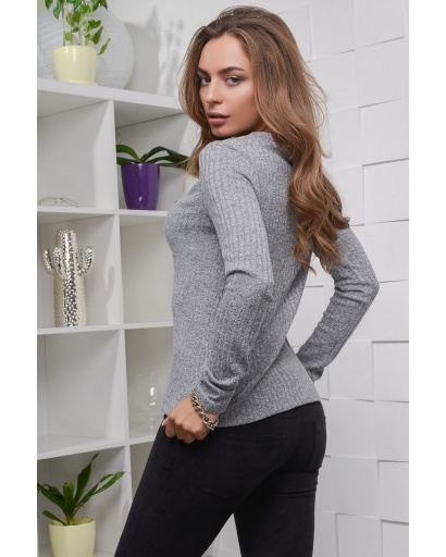 Серый базовый лонгслив 28483, Цвет: Серый, Размер: L, изображение 3