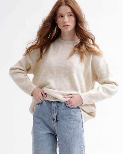М'який бежевий жіночий светр 55775, Колір: Бежевий, Розмір: ONE SIZE, зображення 5