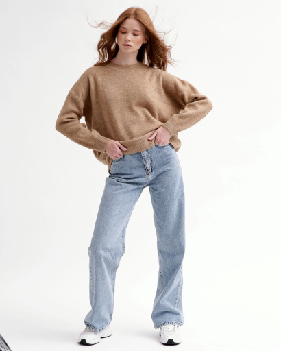 Мягкий коричневый женский свитер 55776, Цвет: Коричневый, Размер: ONE SIZE, изображение 2