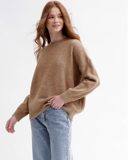 Мягкий коричневый женский свитер 55776, Цвет: Коричневый, Размер: ONE SIZE, изображение 3