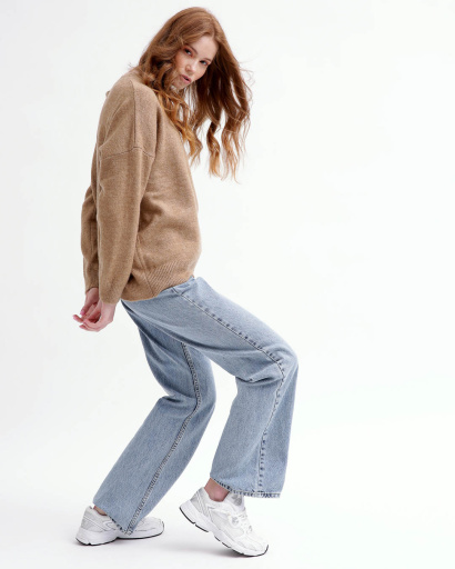 Мягкий коричневый женский свитер 55776, Цвет: Коричневый, Размер: ONE SIZE, изображение 4