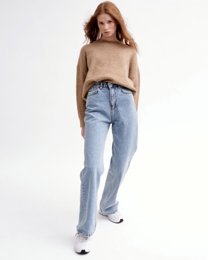 Мягкий коричневый женский свитер 55776, Цвет: Коричневый, Размер: ONE SIZE, изображение 5