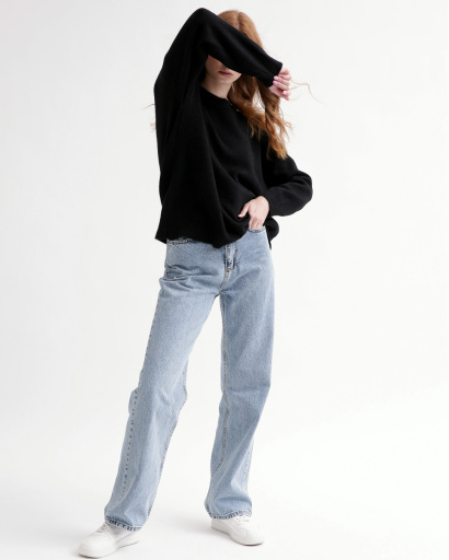 М'який чорний жіночий светр 55777, Колір: Чорний, Розмір: ONE SIZE, зображення 2