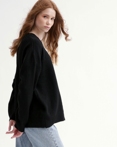 М'який чорний жіночий светр 55777, Колір: Чорний, Розмір: ONE SIZE, зображення 3