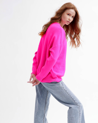 М'який малиновий жіночий светр 55778, Колір: Малина, Розмір: ONE SIZE, зображення 4