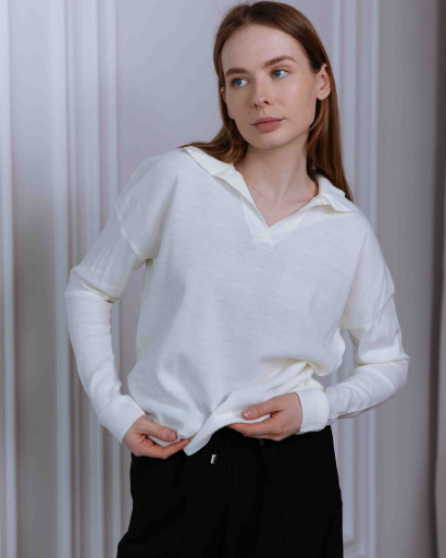 Жіночий широкий білий пуловер 55781, Колір: Білий, Розмір: ONE SIZE, зображення 3