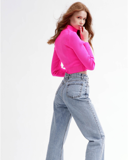 Вʼязаний малиновий светр на блискавці 55791, Колір: Малина, Розмір: ONE SIZE, зображення 5