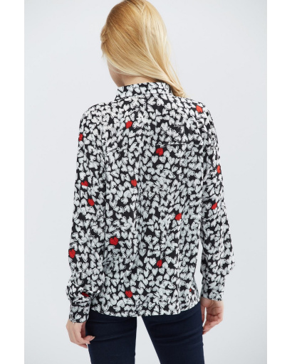 Жіноча сорочка вільного крою з сердчками 32224, Колір: Чорний, Розмір: XS, зображення 3