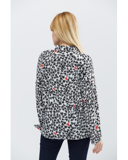 Жіноча сорочка вільного крою з сердчками колір білий-чорний 32225, Колір: Мультиколор, Розмір: XS, зображення 3