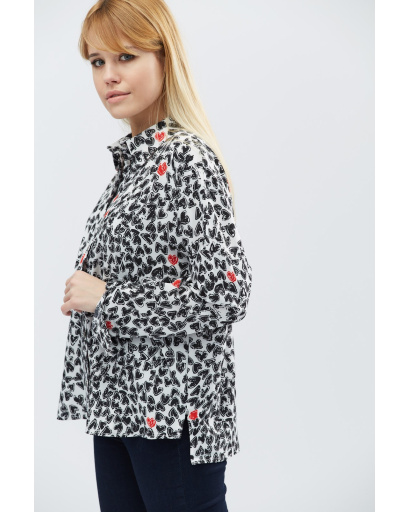 Жіноча сорочка вільного крою з сердчками колір білий-чорний 32225, Колір: Мультиколор, Розмір: XS, зображення 5
