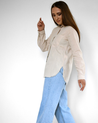 Бежевая рубашка с бахромой 55182, Цвет: Бежевый, Размер: M, изображение 4