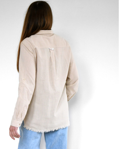 Бежевая рубашка с бахромой 55182, Цвет: Бежевый, Размер: M, изображение 6
