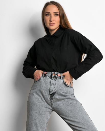 Хлопковая рубашка черного цвета 55184, Цвет: Черный, Размер: M, изображение 3