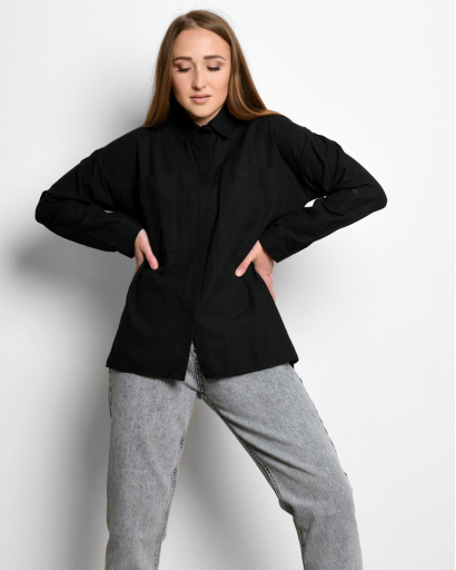 Хлопковая рубашка черного цвета 55184, Цвет: Черный, Размер: M, изображение 5